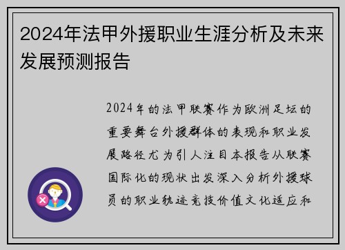 2024年法甲外援职业生涯分析及未来发展预测报告
